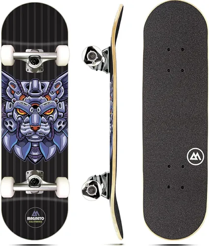 Vista 14 de Magneto Complete Skateboard 6-Layer Canadian Maple Double Kick Concave Deck Beginners, and Teens Astronaut