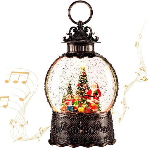 Vista 11 de Linterna de globo de nieve de Navidad, linterna de Navidad con música de 8 temas navideños, regalos de globo de nieve de Navidad con agua