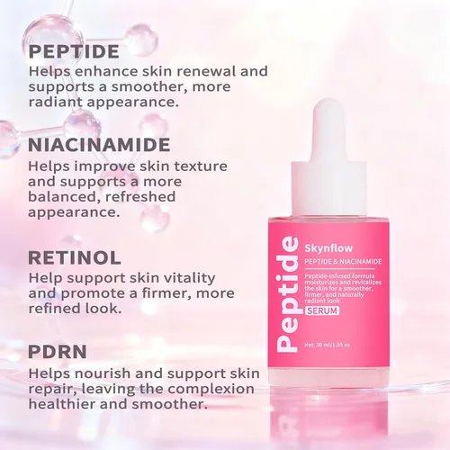 Vista 4 de Mascarilla facial de colágeno y péptidos y suero PDRN, mascarilla de envoltura nocturna con colágeno hidrolizado y niacinamida para mayor