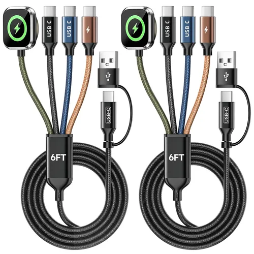 Vista 31 de Cruise Essentials 2026, doble tipo C 4 en 2 cable de carga múltiple para iPhone Watch Charger/iPhone 17/IP, cargador iWatch, artículos esenciales