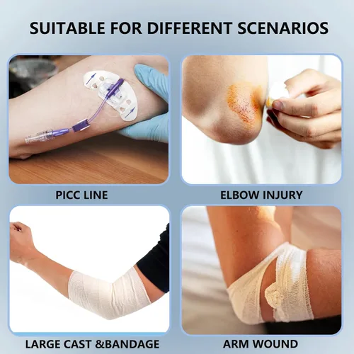 Vista 5 de Cubierta de Ducha para Línea PICC, Cubiertas de Línea PICC para Parte Superior del Brazo, Protector de Manga Reutilizable e Impermeable para Línea