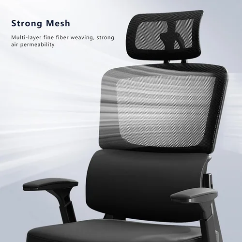 Vista 5 de Silla de computadora de respaldo alto para el hogar, silla de oficina ergonómica cómoda con soporte lumbar, silla tapizada de malla