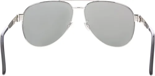 Vista 4 de Saint Laurent Gafas de sol Pilot Aviator para mujer, color plateadogris, talla única