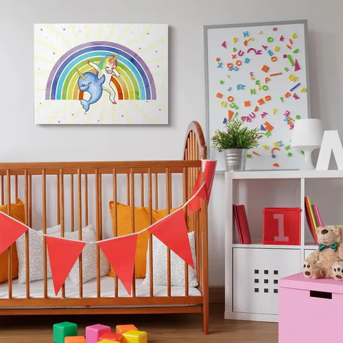 Vista 3 de Stupell Industries Diseño de fantasía de unicornio y narval Dab Dance Rainbow