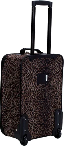 Vista 3 de Rockland Vara Softside - Juego de maletas verticales para equipaje de 3 piezas, Leopardo