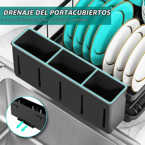 Vista 5 de MERRYBOX Escurridor de platos para encimera de cocina, estante de secado de platos grande mejorado 2025 con soporte para utensilios de 3