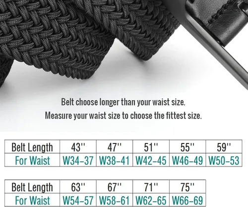 Vista 2 de Cinturones elásticos para hombre de talla grande de 43 a 75 pulgadas, cinturón grande y alto