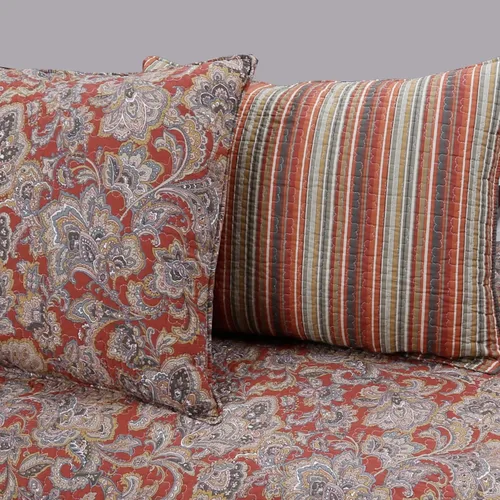 Vista 2 de Cozy Line - Juego de cama de 6 piezas, ropa de cama reversible de algodón reversible con falda de cama, fundas a juego, almohada decorativa