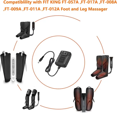 Vista 5 de Adaptador de corriente de 12 V CA CC para FIT King Leg Air Massager Cable cargador compatible con FIT King FT-057A, FT-017A, FT-008A, FT-009A