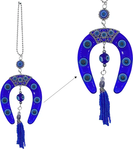 Vista 10 de Bravo Team - Llavero con dije de ojo malvado para colgar en forma de caballo con cristal azul, con cierre – Signo de buena suerte, buena suerte