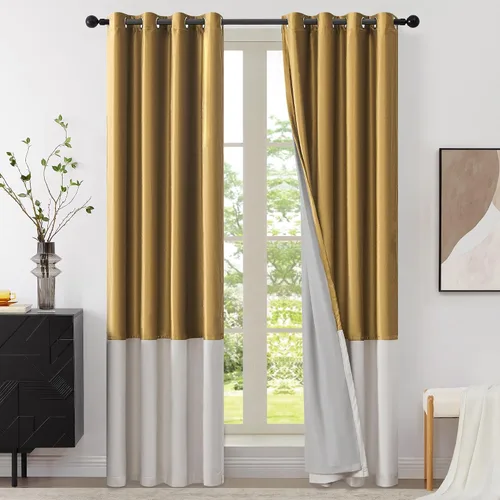 Vista 11 de BULBUL Cortinas de terciopelo 100% opacas negro oro, cortinas modernas con forro de 63 pulgadas de largo, cortinas térmicas con ojales para sala