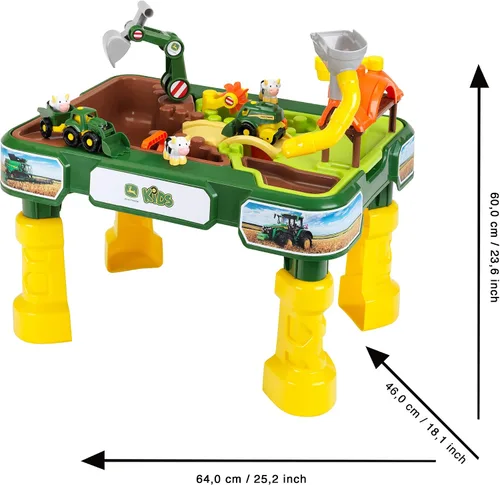 Vista 3 de Klein John Deere: Mesa de granja y agua - Mesa de juego 2 en 1 para niños, a partir de 3 años