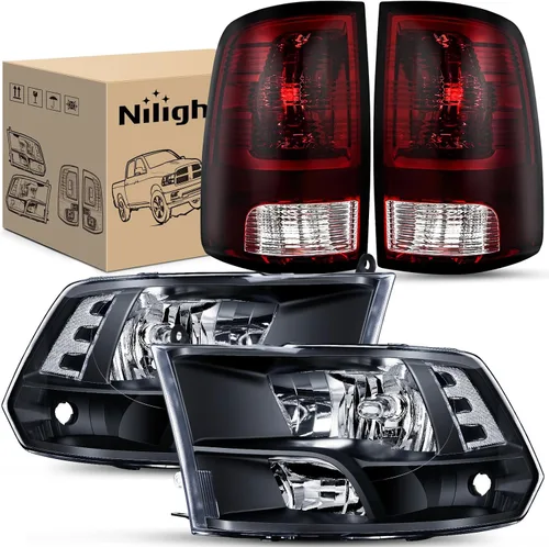 Vista 15 de Nilight Conjunto de faros delanteros 2009 2010 2011 2012 2013 2014 2015 2016 2017 2018 Ram 1500 2500 3500 Pickup Quad Conjunto de faros de repuesto