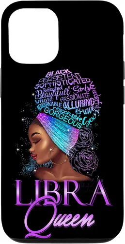Vista 28 de Purple Libra Queen African American Woman Septiembre Octubre Funda para iPhone 17
