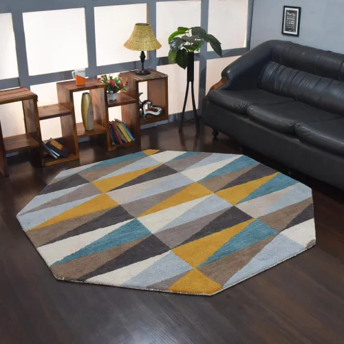 Vista 10 de Rugsotic Carpets Alfombras de lana copetuda a mano ecológicas – 2 pies 6 x 6 pies, forma de pasillo, multicolor, diseño geométrico moderno