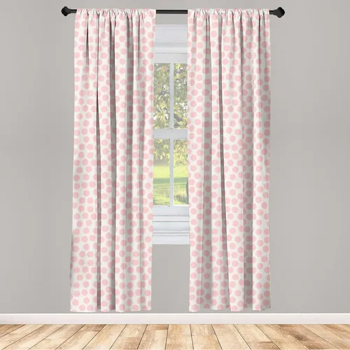 Vista 2 de Ambesonne Retro Window Curtains, Hand Drawn Style Dots in Pastel Color and Retro Style Pattern, Lightweight Decor 2-Panel Set with Rod Pocket, Pair