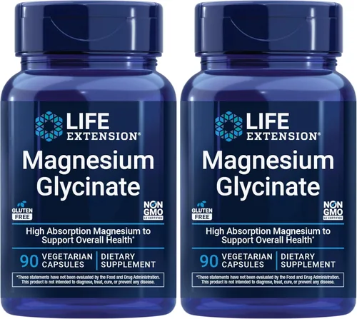 Vista 11 de Life Extension Glicinato de Magnesio, Salud Cardíaca, Salud Ósea, Apoyo para Nervios y Músculos, Altamente Absorbible, Sin Gluten, Sin OMG