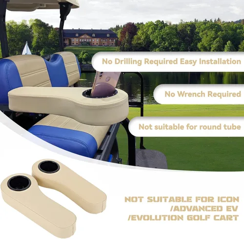 Vista 2 de XUANYUDG0769 Reposabrazos de carrito de golf con portavasos para EZGO TXT Club Car DS Precedent y Yamaha Kit de asiento trasero, marco de soporte