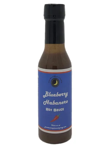 Vista 2 de Salsa picante tropical Variedad o paquete de 4 Salsa picante de piña y mango y pimiento fantasma Salsa picante habanero de arándanos Salsa