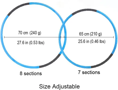 Vista 3 de Aro de fitness para niños - Peso y tamaño ajustables - Juguetes de gimnasia para niños de plástico para culturismo - Diámetro 26.5 pulgadas (67.3 cm)