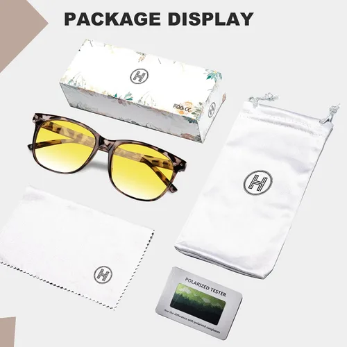 Vista 7 de HAOLOTA Gafas de conducción de visión nocturna polarizadas HD amarillas tintadas antideslumbrantes para hombres y mujeres