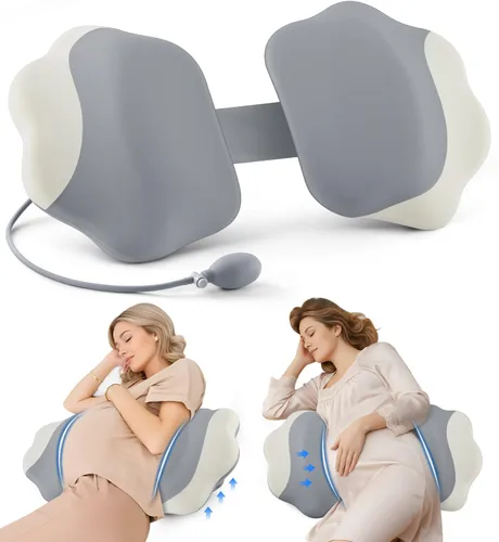 Vista 10 de Almohada de embarazo refrescante para dormir, desmontable y ajustable, almohada de maternidad de apoyo de doble cara, agradable a la piel