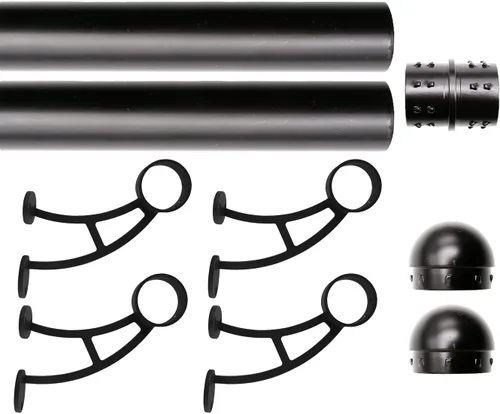Vista 14 de Kit de riel de pie de montaje en barra sólida, tubo de acero inoxidable negro mate con conector interno, soporte de riel de pie de montaje en barra