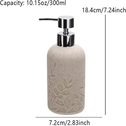 Vista 2 de 1 dispensador de jabón de manos, dispensador de jabón líquido de resina texturizada de arenisca para encimera de baño, dispensador de jabón