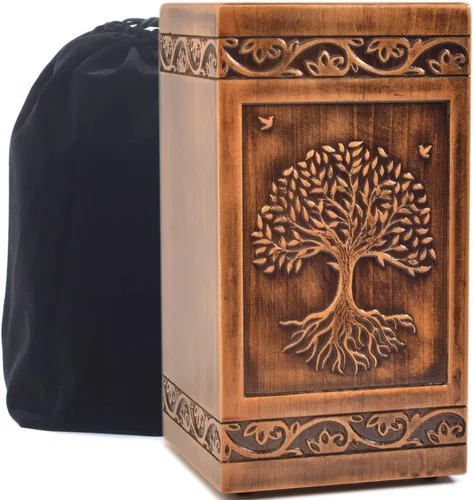 Vista 7 de Urna grabada de madera hecha a mano para cenizas humanas, 250 libras, para adultos, macho, hembra, bolsa de satén, caja de urnas de cremación