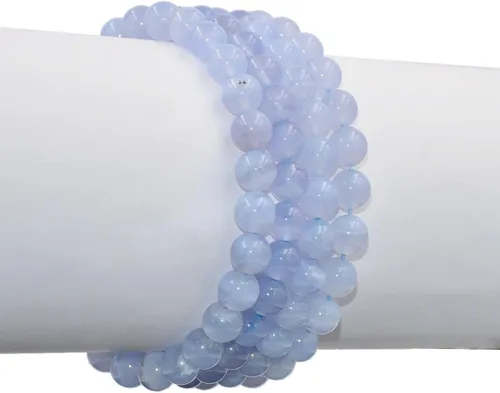 Vista 3 de AD Beads - Pulsera elástica de cuentas redondas naturales de 516 pulgadas