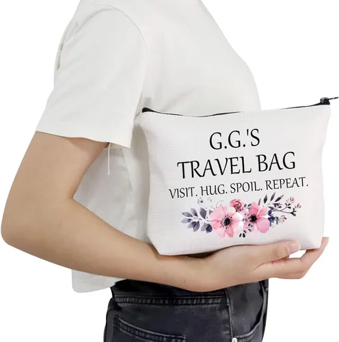 Vista 5 de POFULL Regalo GG para abuela, bolsa de viaje de G.G.'S, bolsa de viaje para visitar, abrazo, repetición, bolsa de cosméticos de viaje, regalo