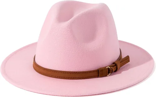 Vista 26 de Lisianthus Sombrero Fedora de ala ancha vintage para hombre y mujer con hebilla de cinturón Negro