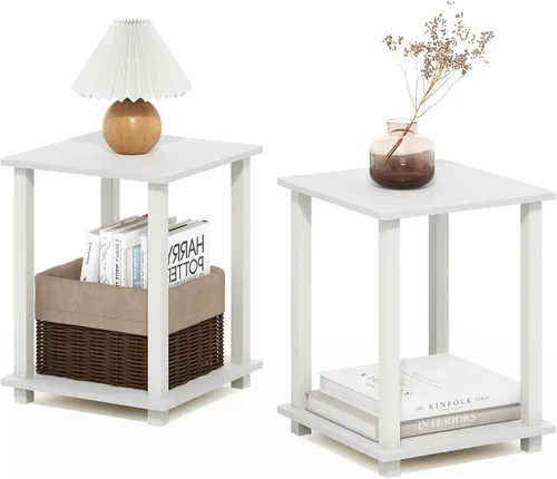 Vista 12 de Furinno Mesa auxiliar con marco de metal simplista, 1 paquete, pino ámbar