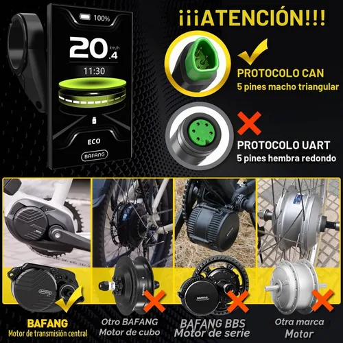 Vista 2 de BAFANG Display DPC18/C010 for BBS01B BBS02B BBSHD M400, M500 Mid Motor Pedal Assist eBike Computer Display with Automatic Backlight UART/CAN
