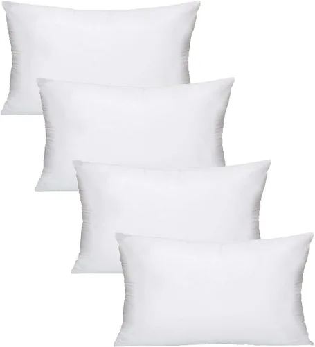Vista 9 de MoonRest® Paquete de 4 – Relleno de almohada cuadrada alternativa de plumón sintético – Funda de algodón tejido para almohada, cojín de sofá – 8 x 8