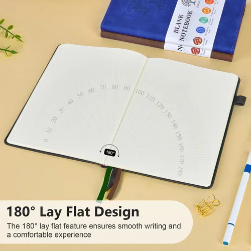 Vista 5 de PERCUN Diario en blanco para hombres y mujeres, 160 páginas en blanco para escribir, dibujar, cuaderno de bocetos, cuaderno de bocetos de cuero