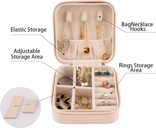 Vista 6 de Joyero personalizado con inicial J para niñas y mujeres, organizador de joyas de viaje para niñas, regalos de cumpleaños para amigos, caja