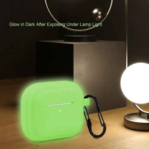 Vista 2 de LEFXMOPHY Funda de repuesto verde para Apple Airpods 3 Gen / 3ª generación 2021, accesorio de silicona protectora para mujeres y hombres, brilla