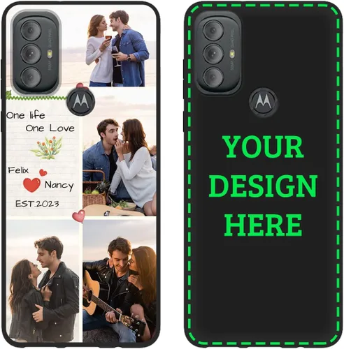 Vista 10 de Funda de teléfono con foto personalizada para Motorola Moto G Power 2022 con imagen, texto, logotipo, nombre, funda negra suave, regalo único