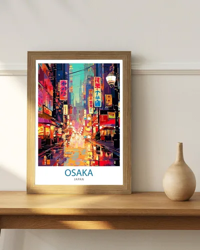 Vista 3 de Osaka Japón Viajes Impresión Osaka Decoración de pared Osaka Paisaje urbano Póster Japón Viajes Impresiones Osaka Impresión Arte Osaka Ilustración