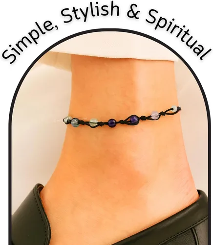 Vista 166 de Amazing Gemstone Crystal Anklet Ankle Bracelets for Women - Waterproof Beaded Healing Crystal Anklets, Plus Size Chakra Gemstone Bead Anklet