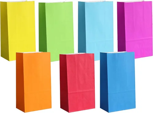 Vista 13 de Bolsas de papel de color brillante mini KEYYOOMY, bolsas de fiesta negras, bolsitas de papel para regalos de fiesta pequeña, bolsa de almuerzo