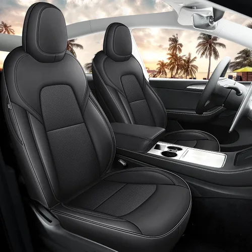 Vista 22 de Funda de asiento para modelo 3 2017 2018 2019 2020 2021 2022 2023, funda de asiento personalizada para Tesla Model 3, compatible con bolsa de aire