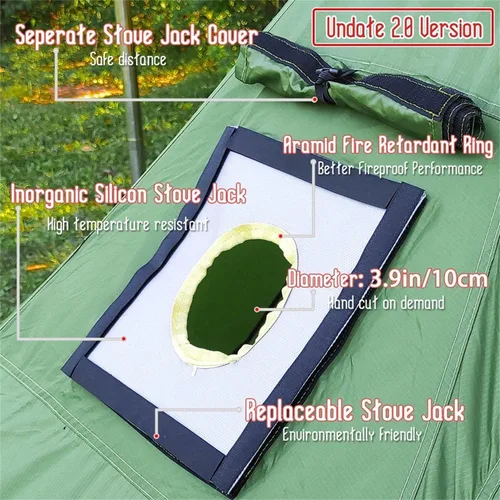 Vista 3 de FIREHIKING Tienda de Campaña Caliente - Tipi Ultraligero con Conector para Estufa para 1-2 Adultos