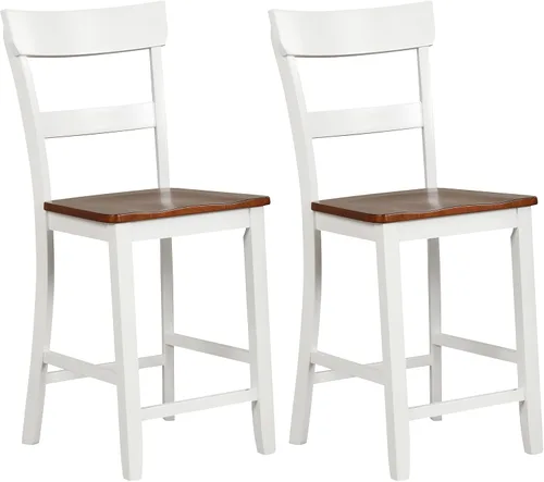 Vista 10 de Giantex Juego de 4 Taburetes de Bar de Madera de Altura de Mostrador, 24.5" Sillas de Bar de Comedor de Madera Estilo Granja con Marco de Madera
