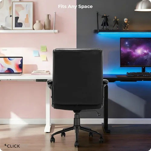 Vista 2 de Click365 Transform 2.0 Silla de oficina ergonómica, silla de escritorio con respaldo medio con brazos acolchados, soporte lumbar, altura ajustable