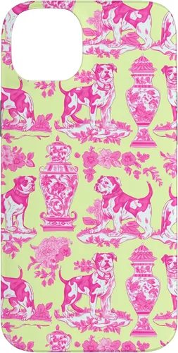 Vista 15 de Chinoiserie Dog Yellow Pink Toile Preppy Grandmillennial Case for iPhone 16