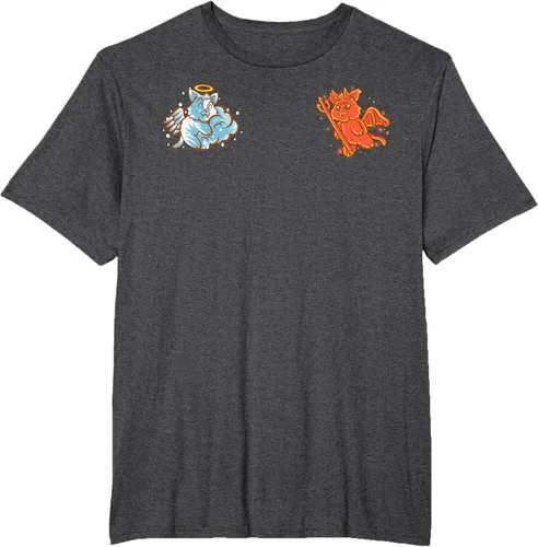 Vista 68 de Camiseta de gato ángel y diablo sentado en tu hombro Nerd Kitten, Negro