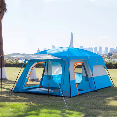 Vista 3 de KTT Extra Large Tent 10-12-14 Person(Style-B),Family Cabin Tents,2 Rooms,3 Doors and 3 Windows with Mesh,Straight Wall,Waterproof,Double Layer,Big