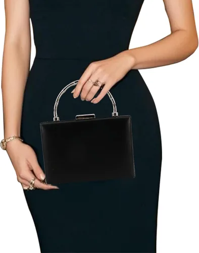 Vista 2 de Bolso de mano para mujer con cadena, elegante bolso de noche para bodas, bailes, cócteles y formales A Style 13-negro